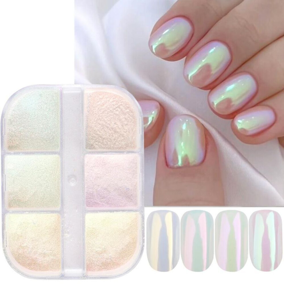 (as the picture, 1909-12) Pearl Aurora Mirror Nail Glitter Powder Rubbing Dust Pigment Chrome Iridescent Holographic Nail Art Decorations For Manicure