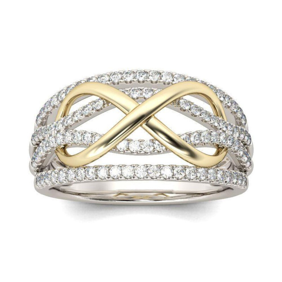 (silver, 5) Delysia King New Fashion Infinite Love Ring Heart-shaped Ring Ladies Two-color Wedding Engagement