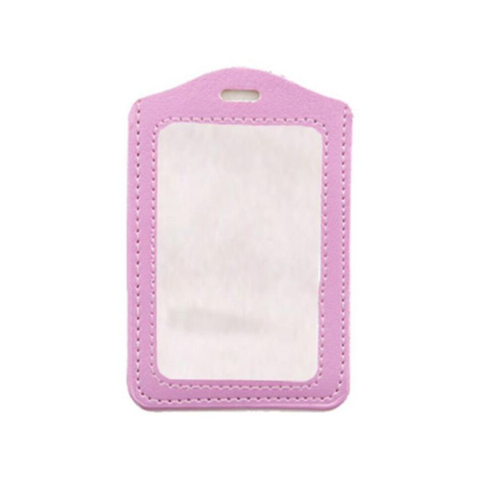 (pink) Pu Card Case Holder Portable Fashion Bus Card  Identity Badge Credit Card Protecter