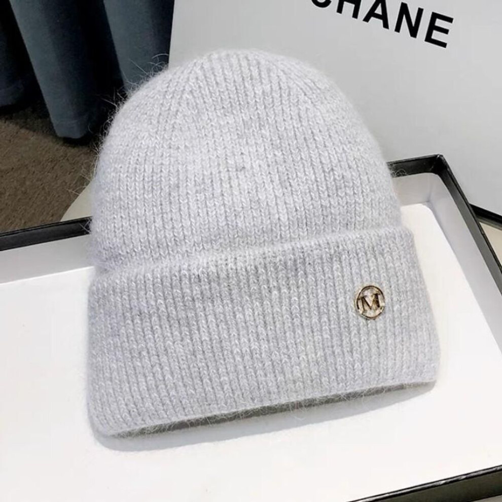 (grey, One size) Autumn and Winter Knitted Hat Fashion Warm Hat Autumn and Winter Ear Protection Hat