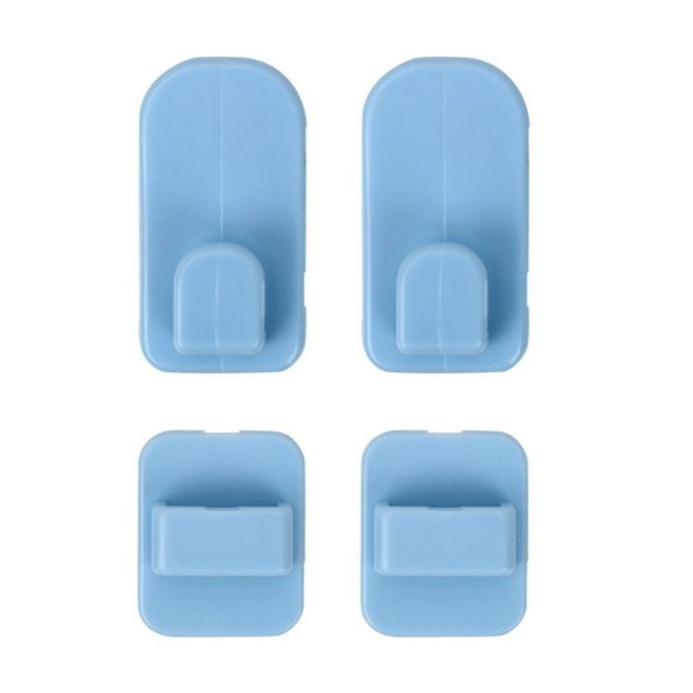 (blue) 2 Pairs Sticky Hook Set For Air Conditioner Tv Remote Control Strong Hanger Plastic Key Wall Racks Holder Home Organization