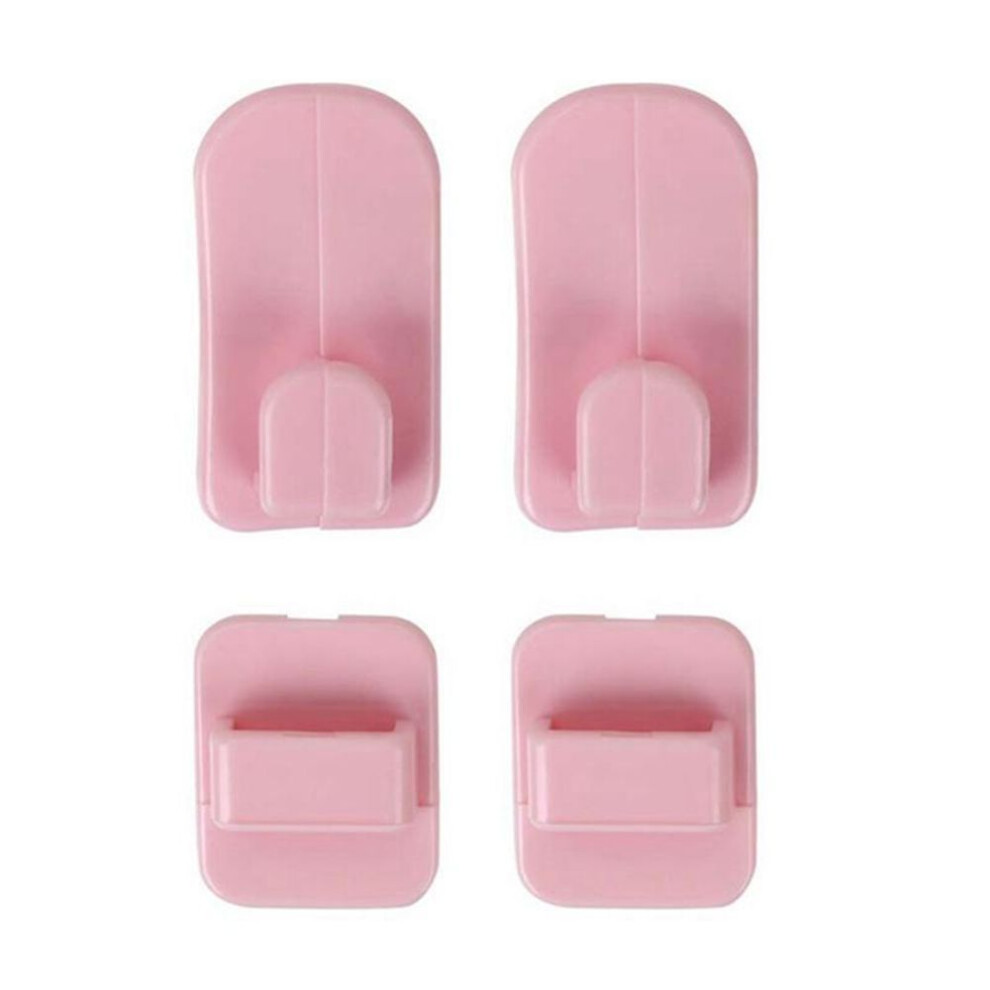 (pink) 2 Pairs Sticky Hook Set For Air Conditioner Tv Remote Control Strong Hanger Plastic Key Wall Racks Holder Home Organization