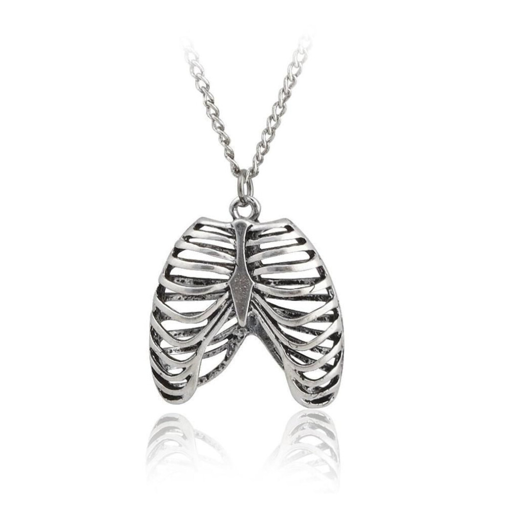 (as the picture) Fashion Gothic Vinage Rib Cage Necklace Anatomical Skeleton Heart Goth Punk Unique Retro Pendant Necklace Jewelry For Men/women