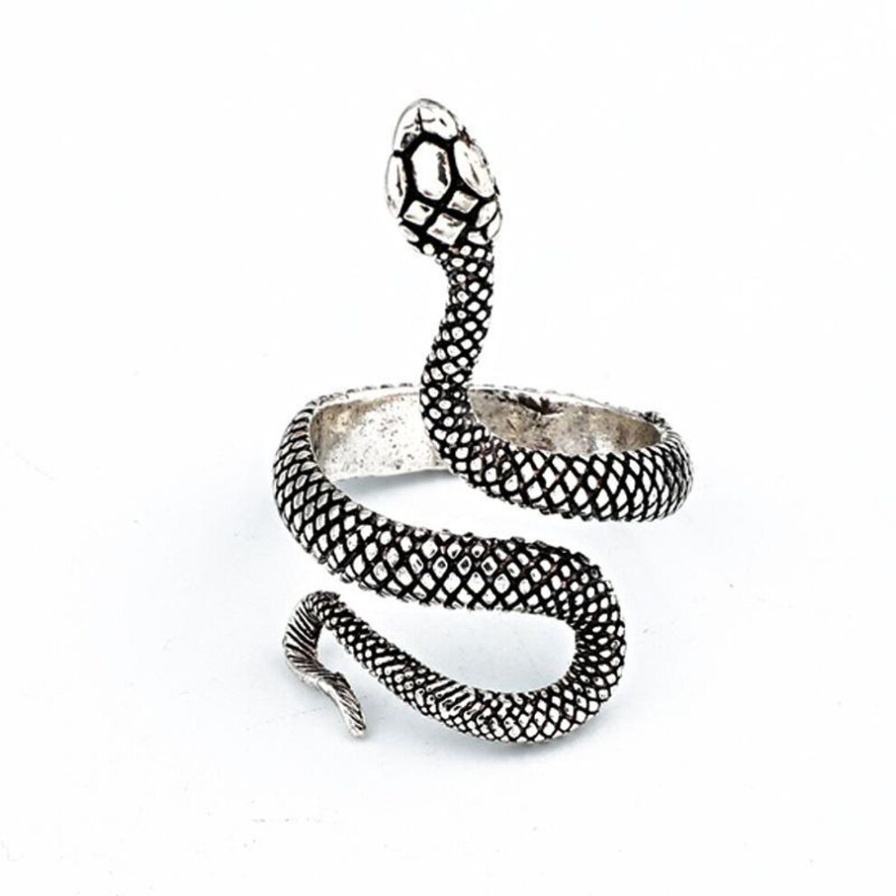 (silver) Snake Rings Black Silver Color Metal Punk Open Adjustable Design Animal Exaggerated Finger Ring For Women Men Party Jewelry Gift