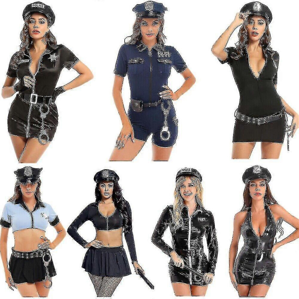Women's Sexy Police Officer Costume Cop Uniform Dress Outfits Cosplay