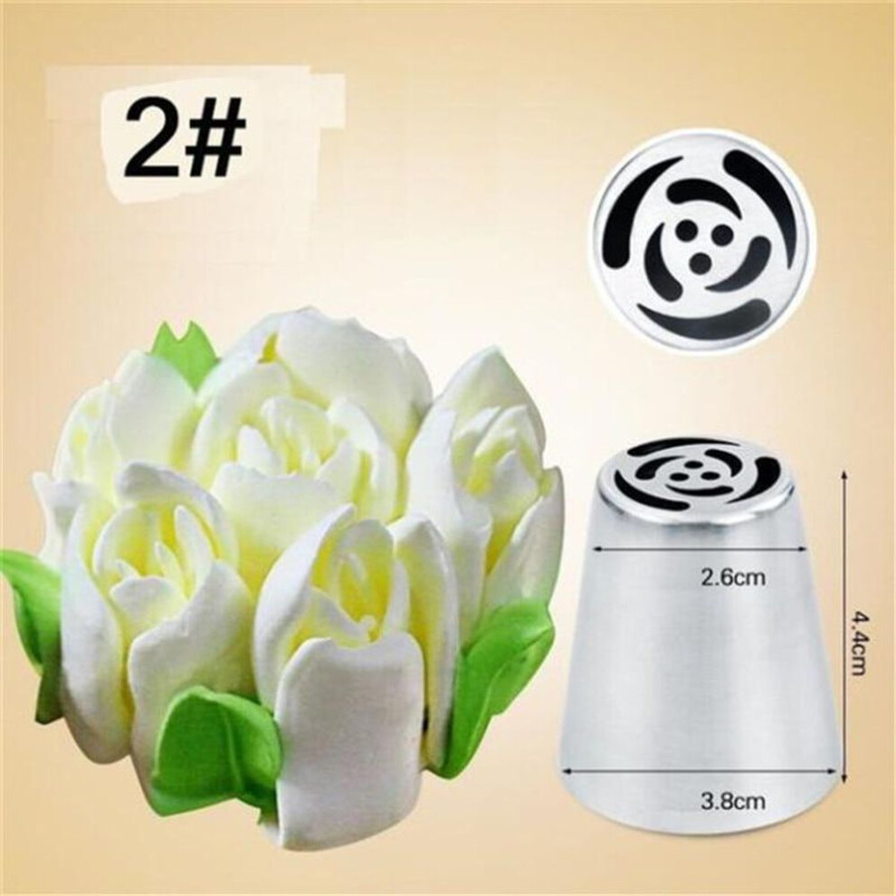 (2) Russian Tulip Icing Piping Nozzles Stainless Steel Flower Cream Pastry Tips Nozzles Bag Cupcake Cake Decorating Tools Molds