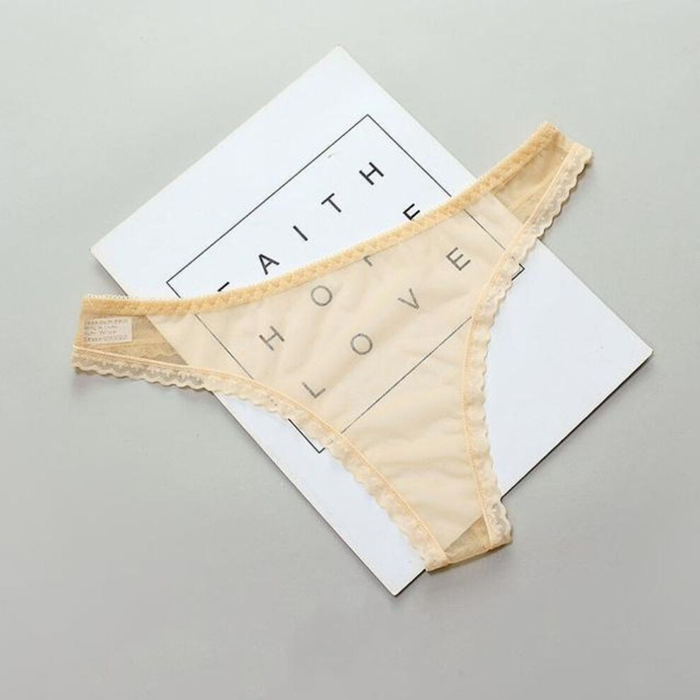 (tan) 1Pcs Transparent Thong Panties Women Personality Summer Ladies Lace G-string Sexy See Through Underwear