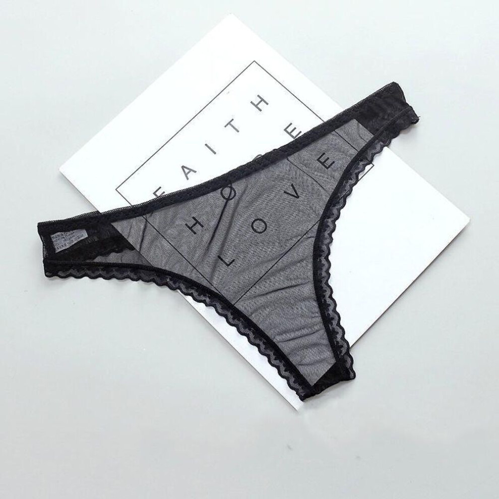 (black) 1pcs Transparent Thong Panties Women Personality Summer Ladies Lace G-string Sexy See Through Underwear
