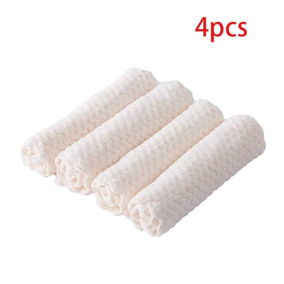 (white, 4PCS) Soft Microfiber Kitchen Towels Absorbent Dish Cloth Anti-grease Wiping Rags Non Stick Oil Household Cleaning Towel