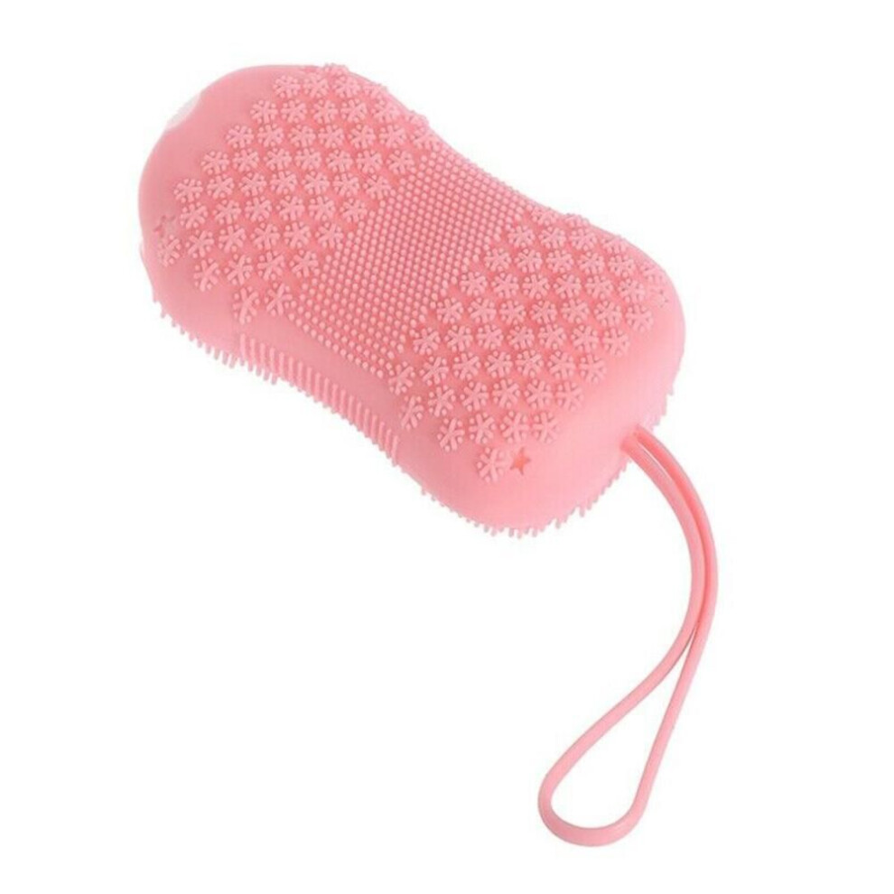 (pink) Bath Silicone Ware Set Natural Effective Exfoliating Bath Brush Massage Body