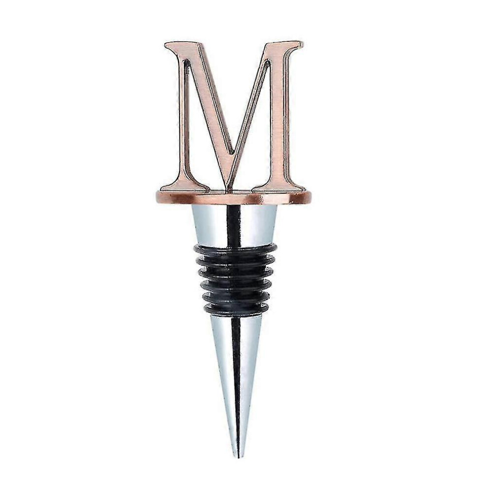 (M) Beverage Initial Letter Wine Bottle Stopper Champagne Beer Vacuum Gift Reusable