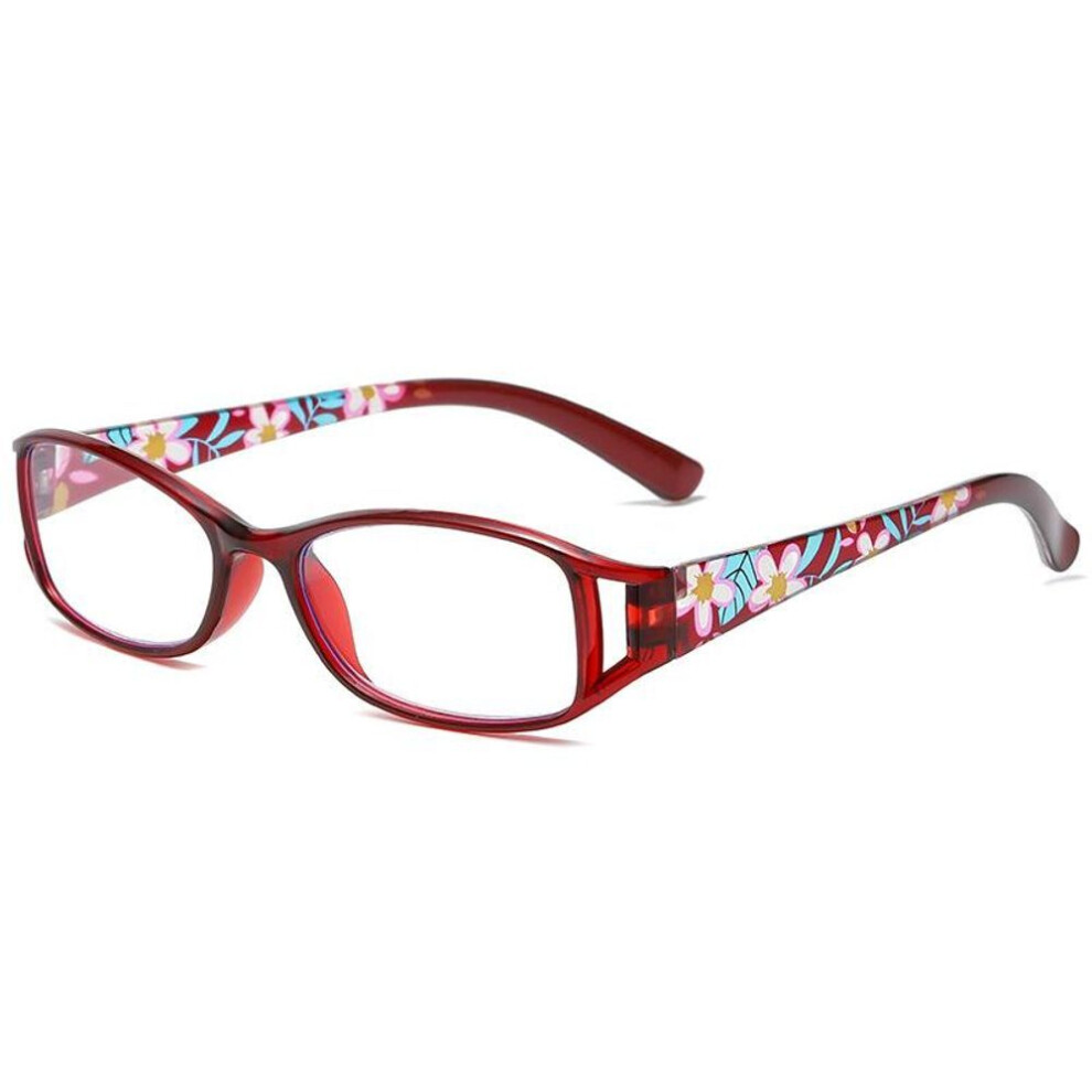 (red, +4.0) Fashion Printed Anti-Blue Light Reading Glasses Hd Anti-Radiation Anti-Fatigue Woman Reading Glasses