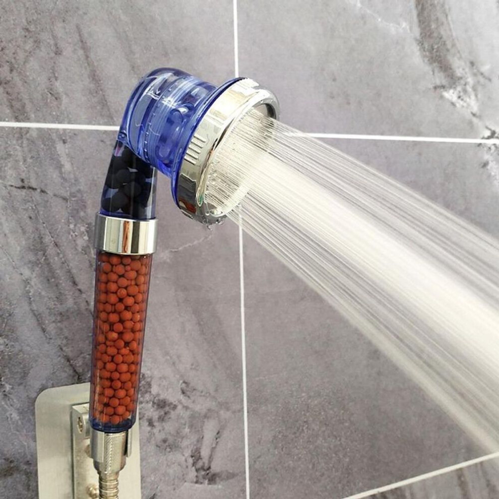 (blue) 3 Modes Handheld Adjustable Saving Water High Pressure Shower Head SPA Anion Filter Shower Head
