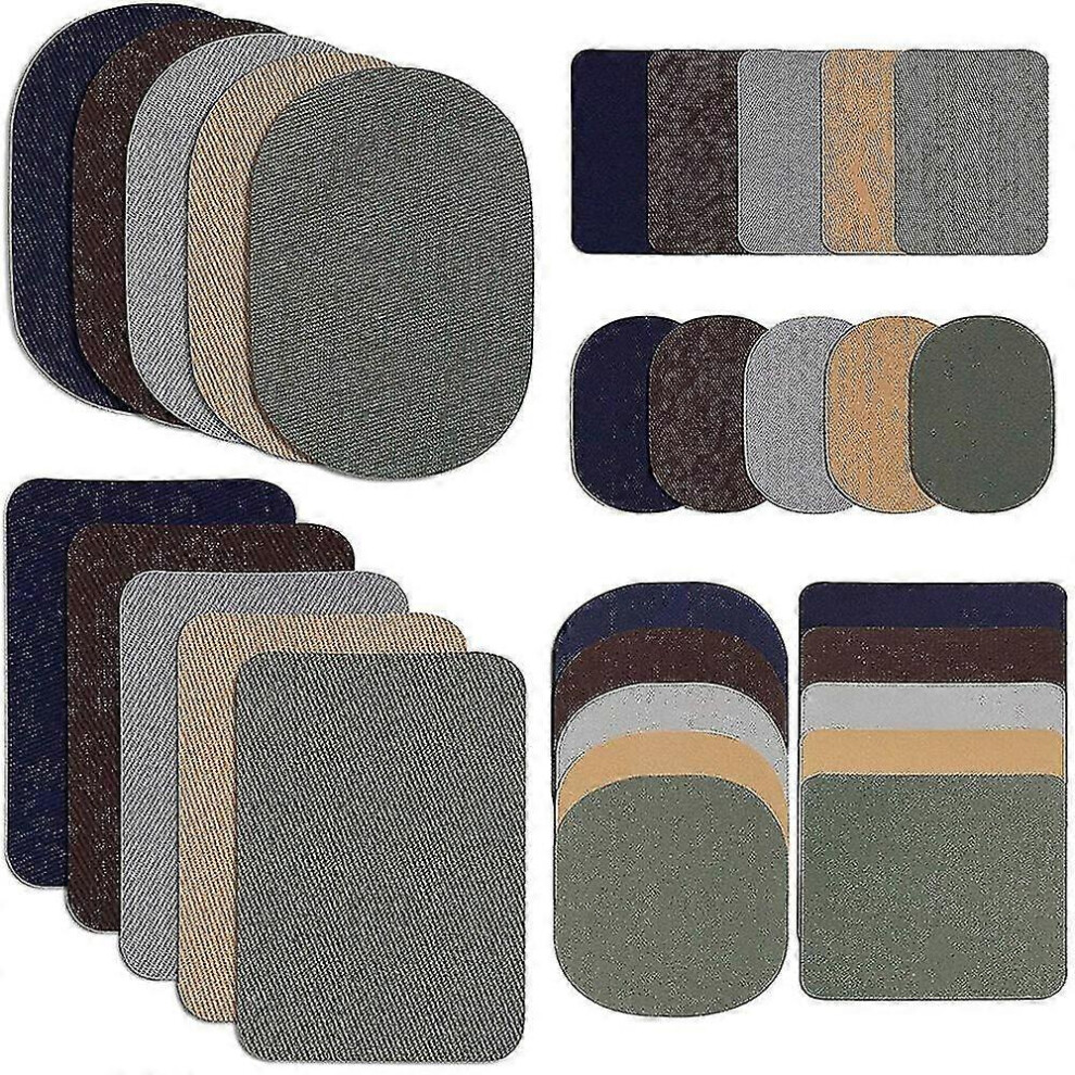 30 Pieces Iron on Fabric Patches Fabric Repair Patches Twill Clothing Repair Patch Kit for Jacket C