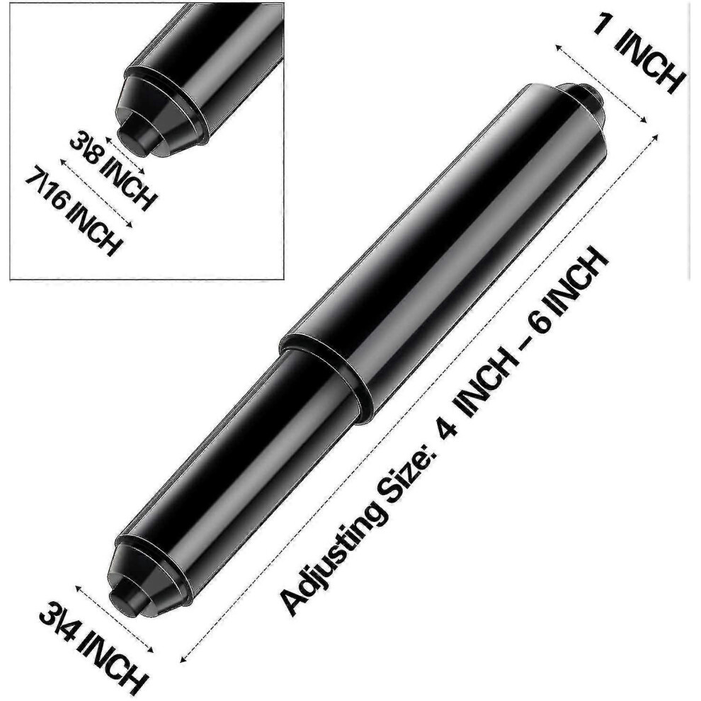 2 Pieces Toilet Paper Holder Roller Replacement Plastic Spring Loaded (black)