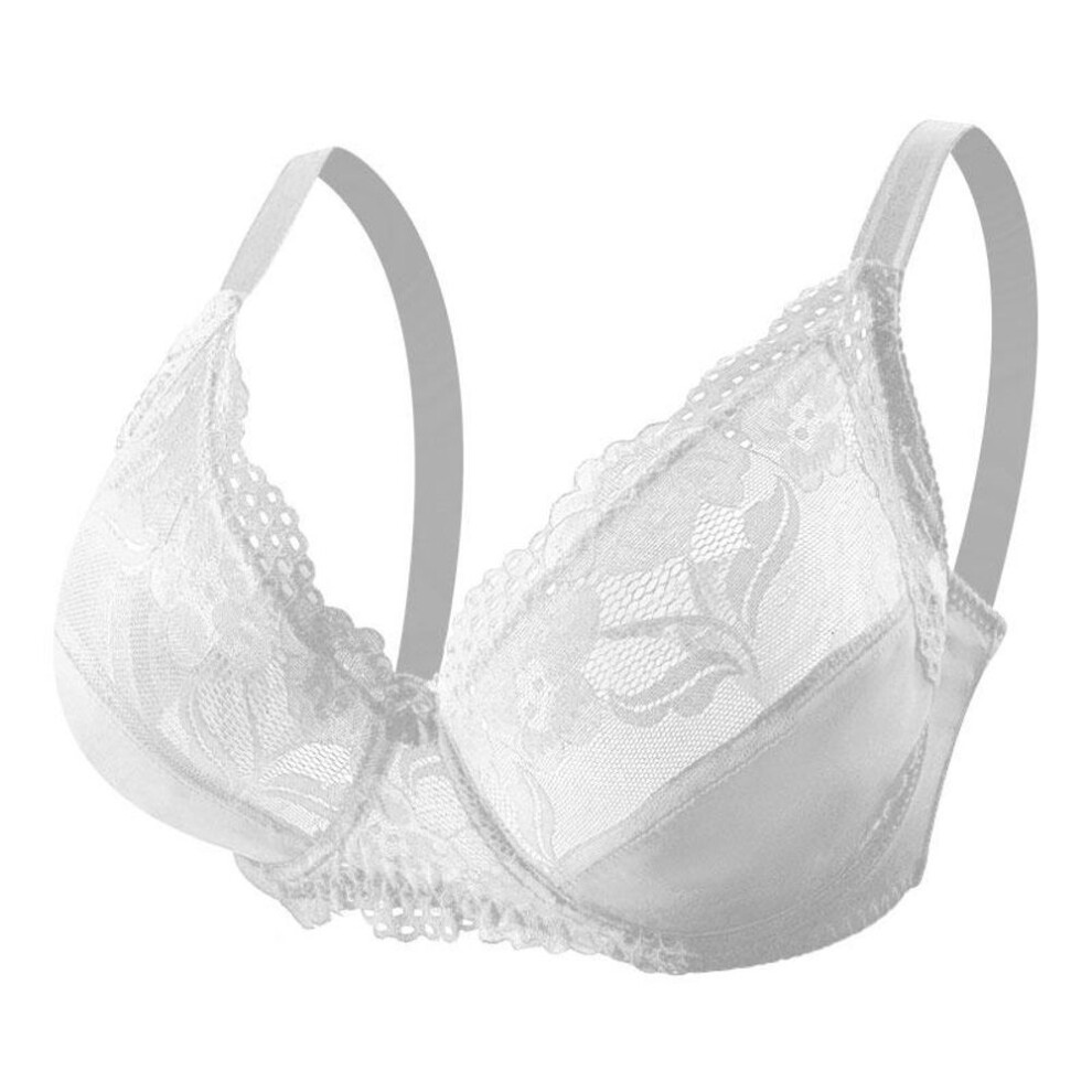 (white, 90EF) Flarixa E F Cup Plus Size Lace Bra For Women Sexy Lingerie Push Up Top Bralette Female Underwear