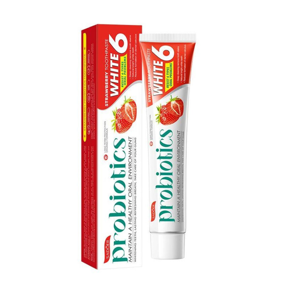 (Strawberry) The 4-flavor Fruit Probiotic Toothpaste Deeply Cleans Stubborn Stains, Softens Tartar, Removes Yellow Teeth, Whitens Teeth And Freshens Breath.