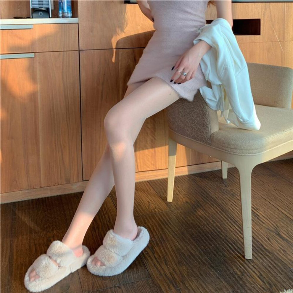 (beige) Fashion Oil Shiny Pearl Silk Tights Women Sexy Ultra Thin Transparent Stockings High Waist Pantyhose
