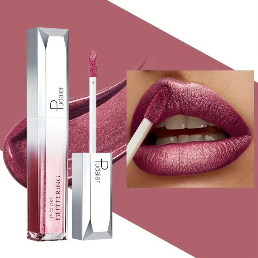 (15#) 18-shade Sparkling Glitter Lip Gloss Waterproof Long-lasting Matte Finish In Berry Purple Red & Green Shades Lip Stain Lip Makeup Gift