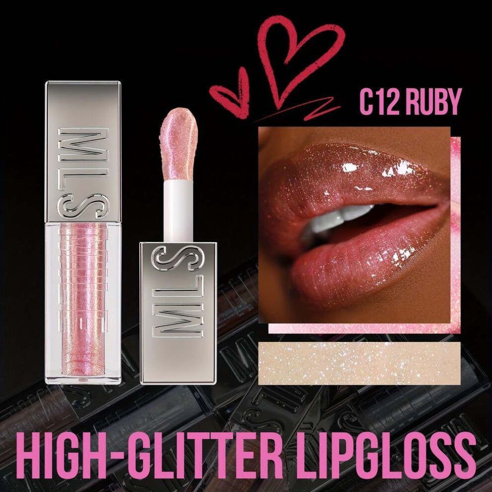(02) Sparkling Diamond Lip Gloss 6 Colors Moisturizing Non-sticky Formula Liquid Lipstick Lip Makeup Ideal For Holiday Parties & Gifts