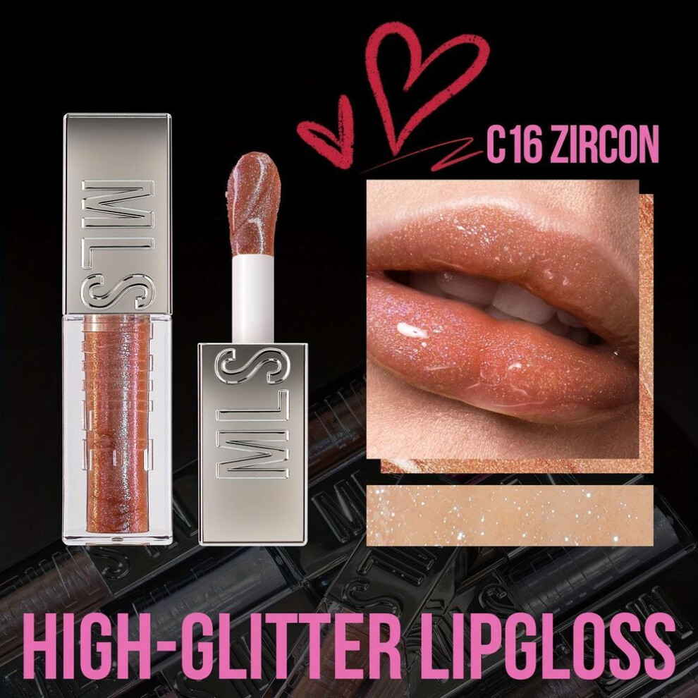 (06) Sparkling Diamond Lip Gloss 6 Colors Moisturizing Non-sticky Formula Liquid Lipstick Lip Makeup Ideal For Holiday Parties & Gifts