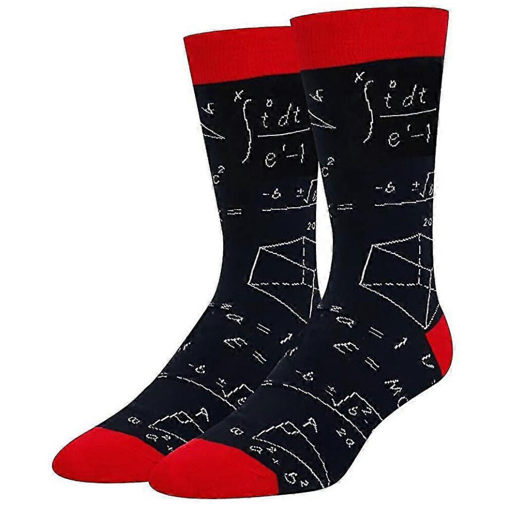 (Black) Mens Womens Mathematical Formula Printed Crew Socks Algebra Geometry Abstract Math Casual Funny Novelty Mid Tube Hosiery Stockings Gifts
