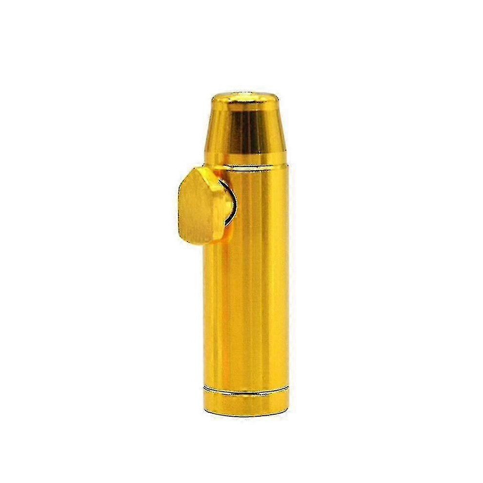 (Yellow) Dispenser Aluminum Snuff Snorter Snuff Bottle Bullet-shaped Bullet Shape Metal Rocket