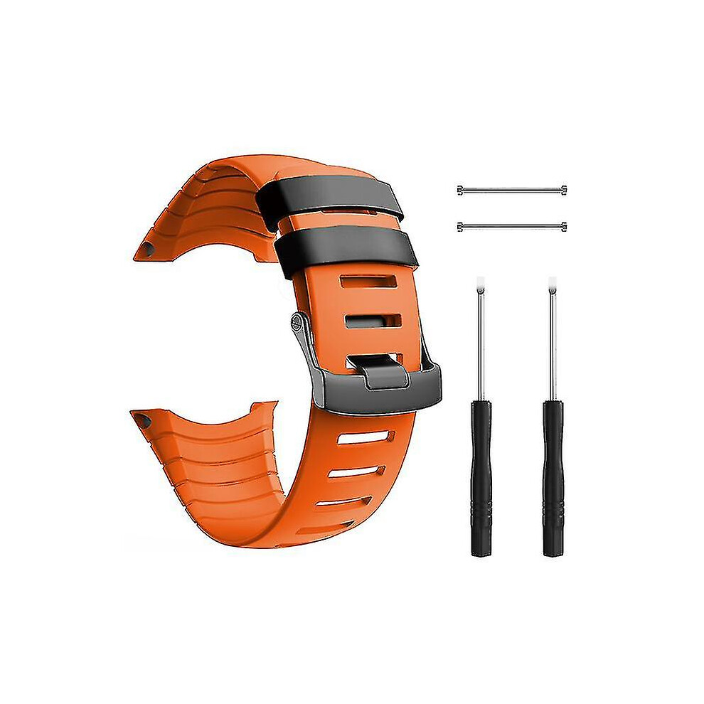 (Orange) For Suunto Core Band Rubber Accessory Strap Wrist Sport Strap Replacement Bands With Metal Clasp Suunto Core Smartwatch Orange