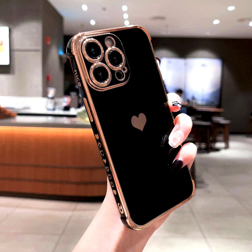 (, For Iphone14 Pro Max) Plating Silicone Soft Case For Iphone 16 15 14 13 Black 959825770905