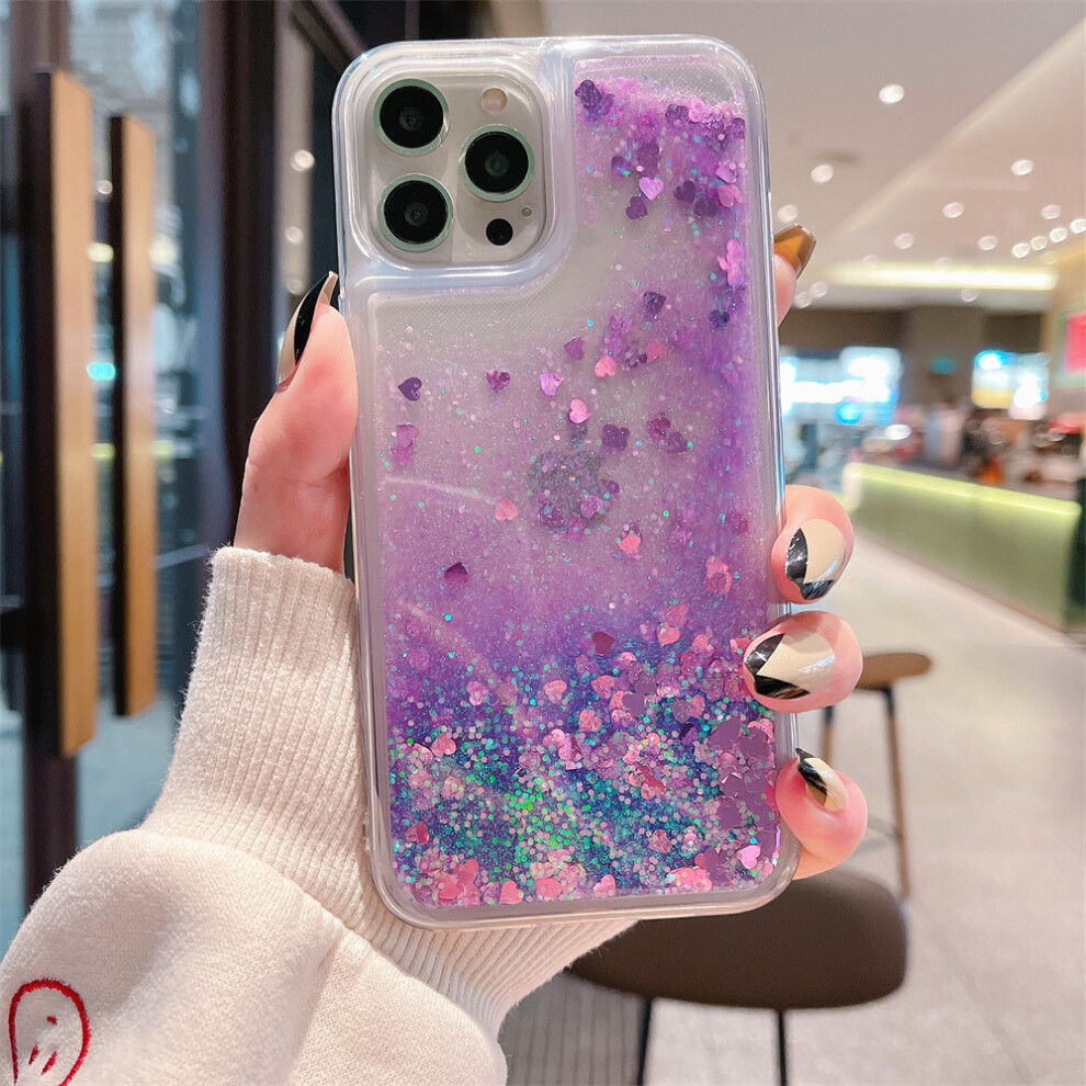 (Heart For Iphone 14) Love Heart Glitter Phone Case For Iphone 16 15 14 Purple 959825778079