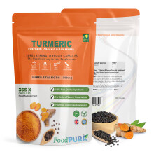FoodPURA 365 Turmeric Curcumin 1700mg Capsules with Organic Black Pepper - Veg/Vegan, No Fillers, Non-GMO