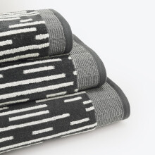 (Dark Steel, Bath Sheet) Barcode Stripe Pop Up Zero Twist Towels - 100% Cotton
