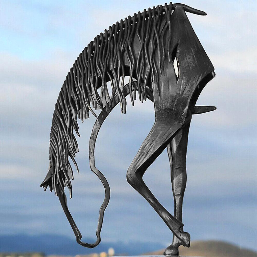 (Foraging) Metal Horse Statue Sculpture Home Garden Desktop Art Craft Ornament Figurine Gift