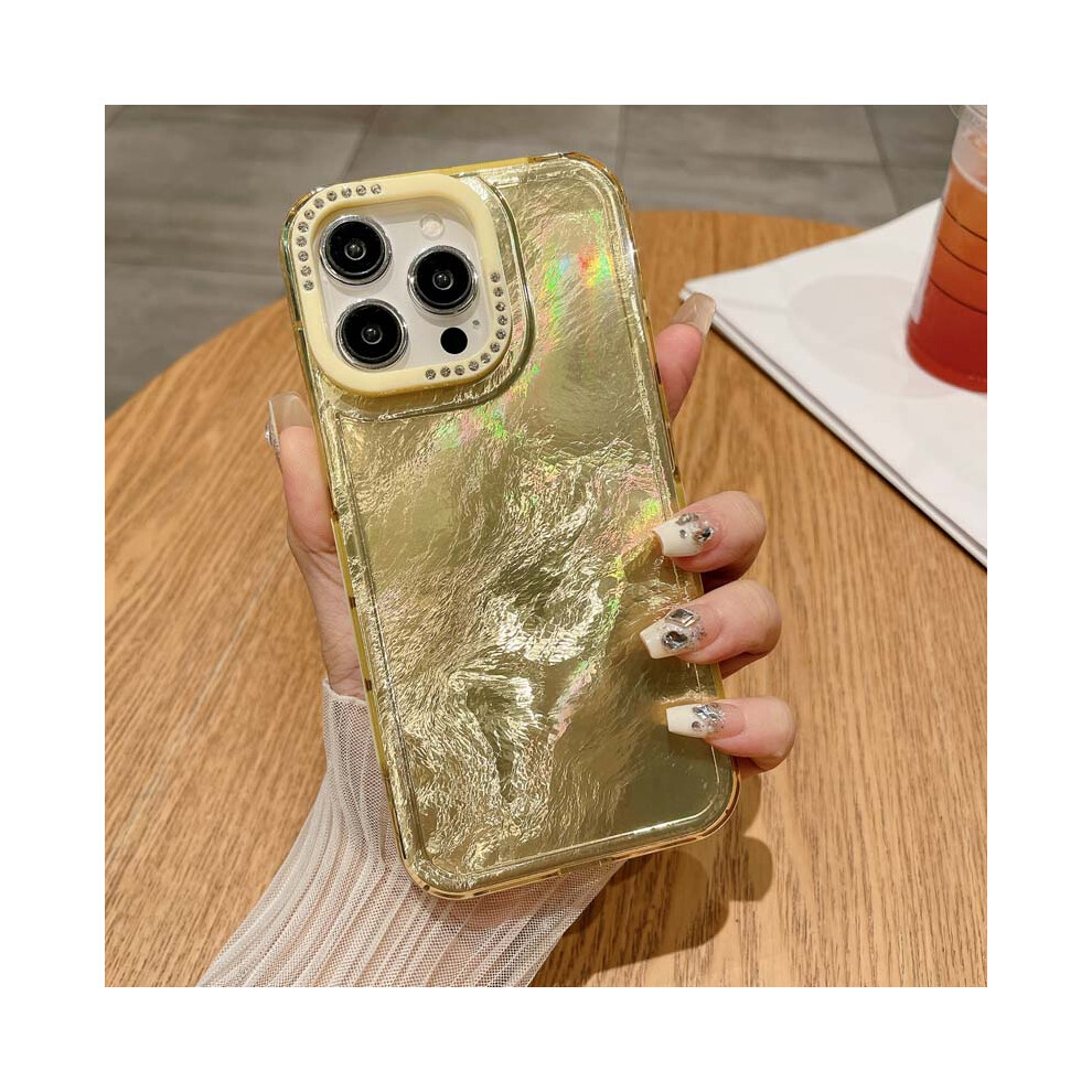 (, For Iphone 13Pro) Glitter Glacier Pattern Rhinestones Case For Iphon Gold 959825996794