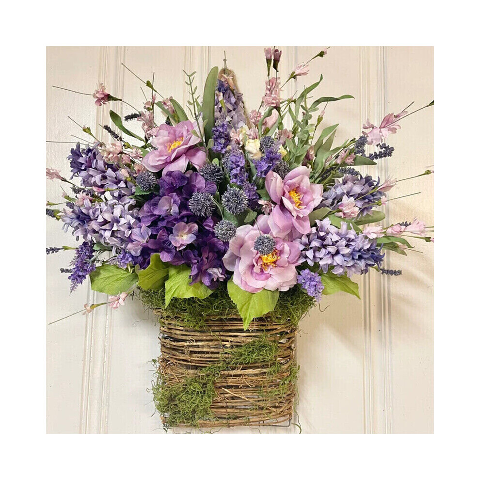 Yetp Star Artificial Basket Wreath Front Door Flower Wreath Decor Mothers Day Gift Lavender