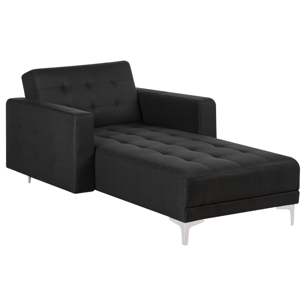 Fabric Chaise Lounge Graphite Grey ABERDEEN