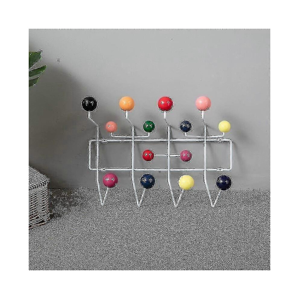 Classic Hang It All Coat Rack, Mid Century Modern Wall Mounted Coat Hooks with Painted Solid Wooden Walnut Balls Wood