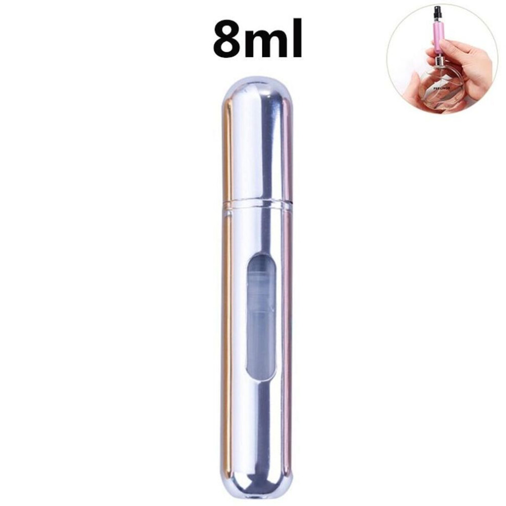 (silver, 8ml) 5/8ml Perfume Spray Bottle Travel Protable Refillable Perfume Atomizer Empty Cosmetic Perfume Bottle