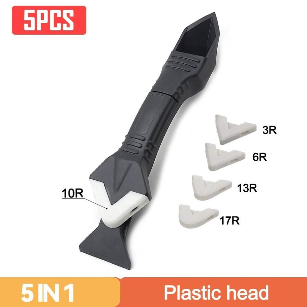 (black, 5in1 Plastic Scraper) Multi-functional Scraper Puller Kit Tools Applicator Silicone Scraper Caulking Cleaning Glass Grouting Sealant Removal Spatula