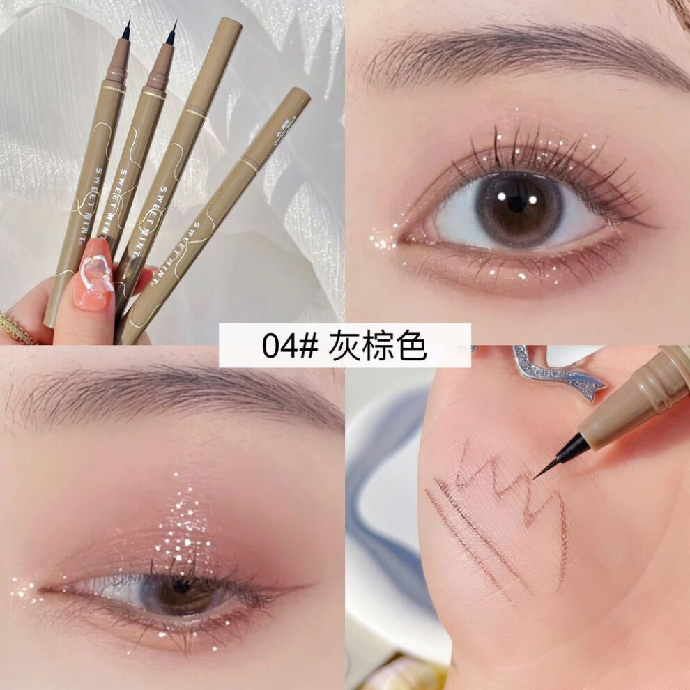 (04 # Grayish Brown) Ultra-thin Waterproof Liquid Eyeliner Korean Makeup For Women Quick Dry Smooth Eye Liner Long Last Lower Eyelash Pen Cosmetics