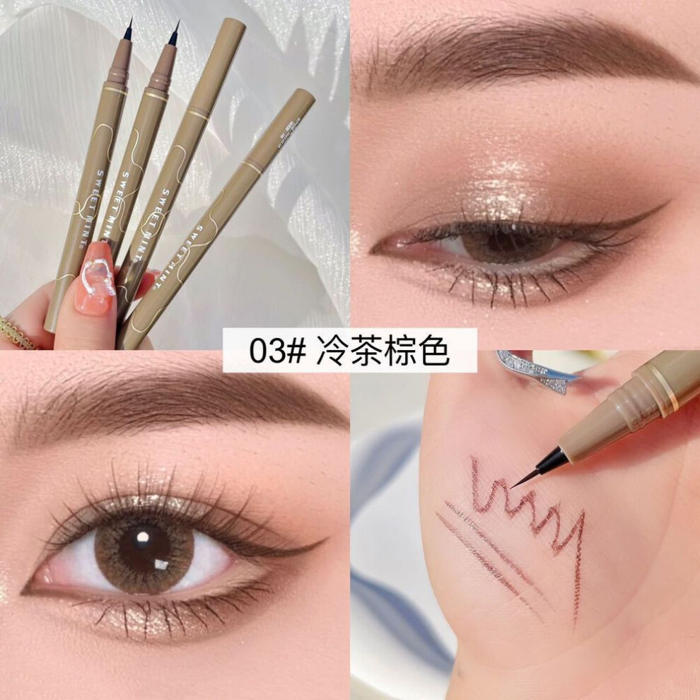 (03 # Cold Tea Brown) Ultra-thin Waterproof Liquid Eyeliner Korean Makeup For Women Quick Dry Smooth Eye Liner Long Last Lower Eyelash Pen Cosmetics