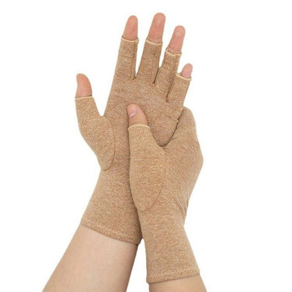 (beige, S  (13-17CM)) 1 Pair Compression Gloves Wrist Support Joint Pain Relief Hand Brace Women Men Therapy Wristband Compression Gloves