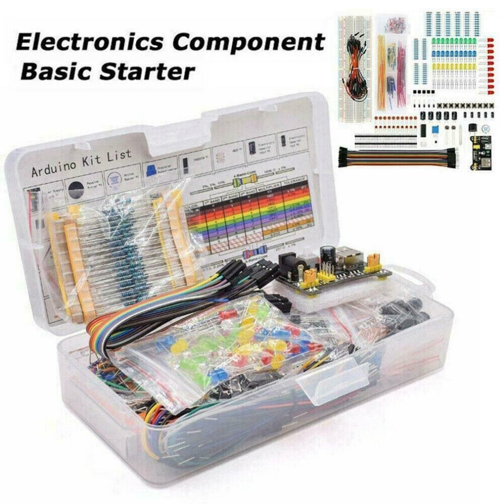 Electronic Component Starter Kit Wires Breadboard Buzzer LED Trans
