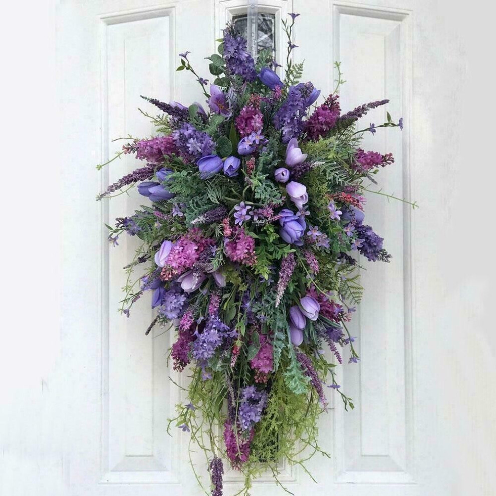 Yetp Star Tulip Wreath Artificial Flowers Wreaths Front Door Wall Decoration Purple