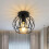 Vintage Ceiling Light, Black Semi Flush Mount Ceiling Light, Metal Cage Ceiling Light Shade 1
