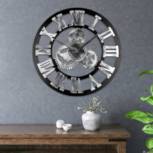 FLEMYE 60CM XL RÖMISCHE ZIFFERN SKELETT WANDUHR GROSS RIESE
