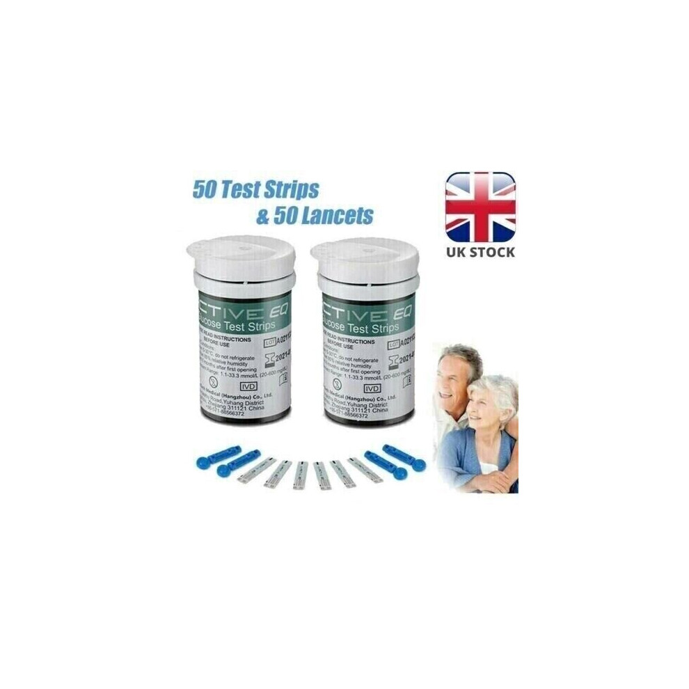 Flemye 50X Exactive Eq Blood Glucose Test Strips Codefree + 50X Daily Use