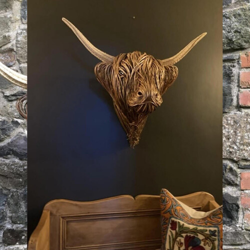 Ζωικά Διακόσμηση τοίχου ρητίνη Highland Cow Mounted Διακοσμήσεις ρεαλιστική τέχνη Μπάνιο