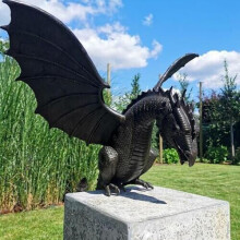 Garten Drache Skulptur aus Harz mit Bronzefinish, Wasserspiel-Drache als Brunnen-Dekoration, 353023 cm