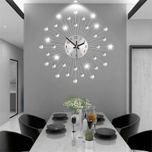 Jewelled Diamante Beaded Wall Clock Crystal Sunburst 33cm Home Decor Living